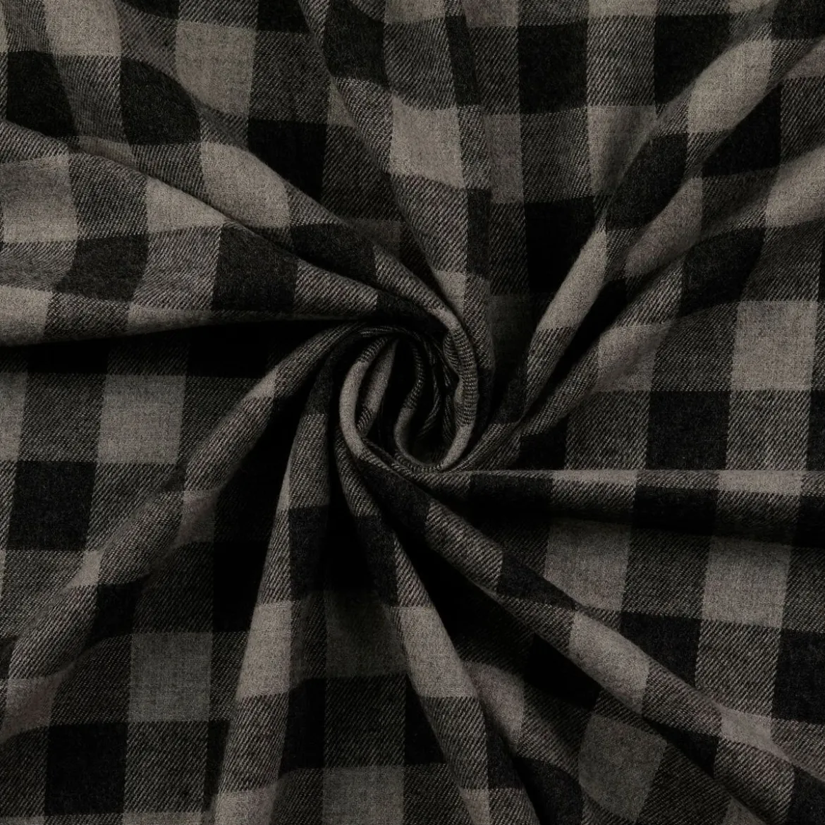 Flanell Stoff aus Baumwolle garngefärbt Karo grau 1,44m Breite