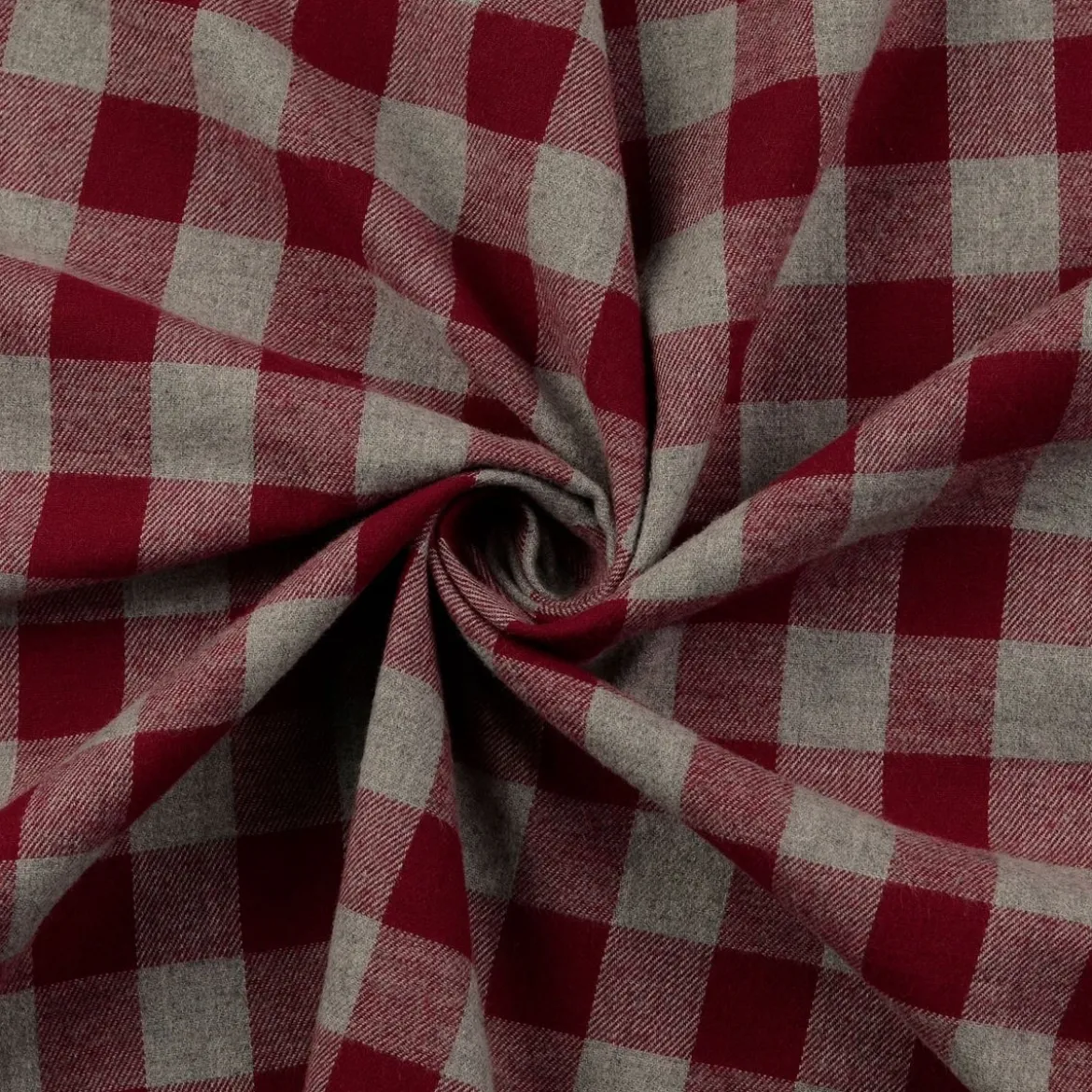Flanell Stoff aus Baumwolle garngefärbt Karo rot 1,44m Breite