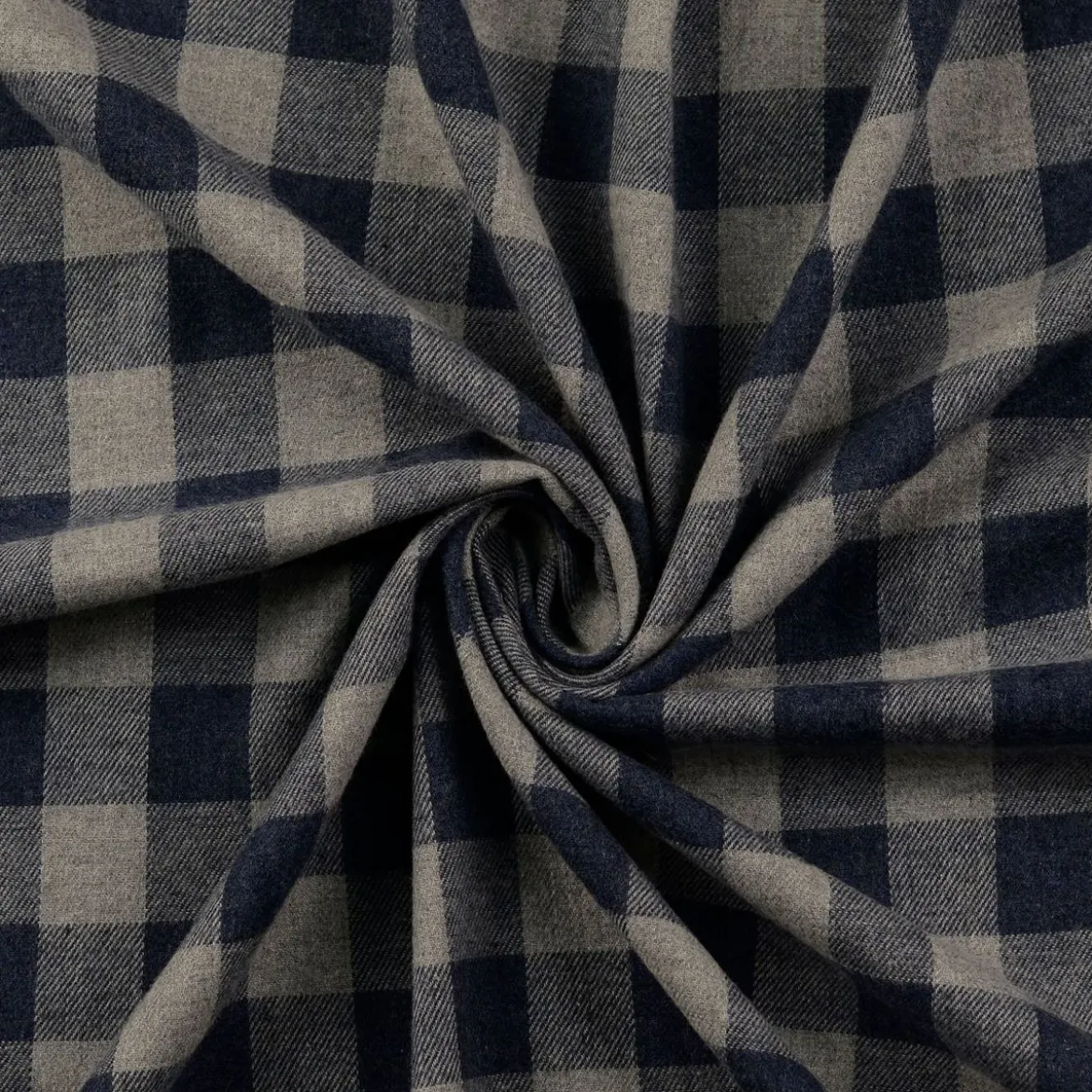 Flanell Stoff aus Baumwolle garngefärbt Karo blau 1,44m Breite