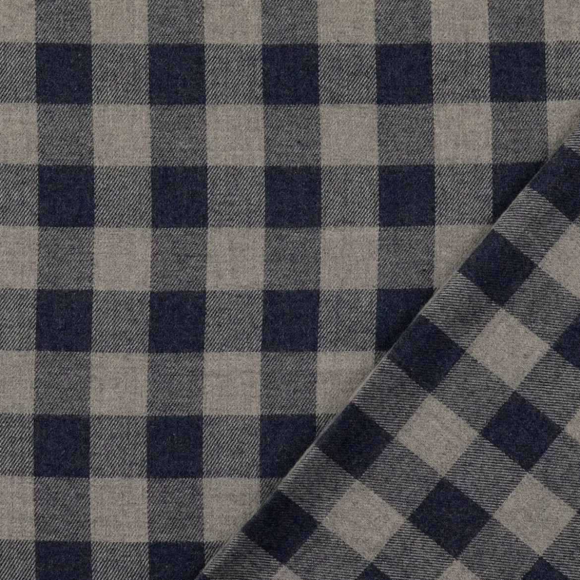 Flanell Stoff aus Baumwolle garngefärbt Karo blau 1,44m Breite