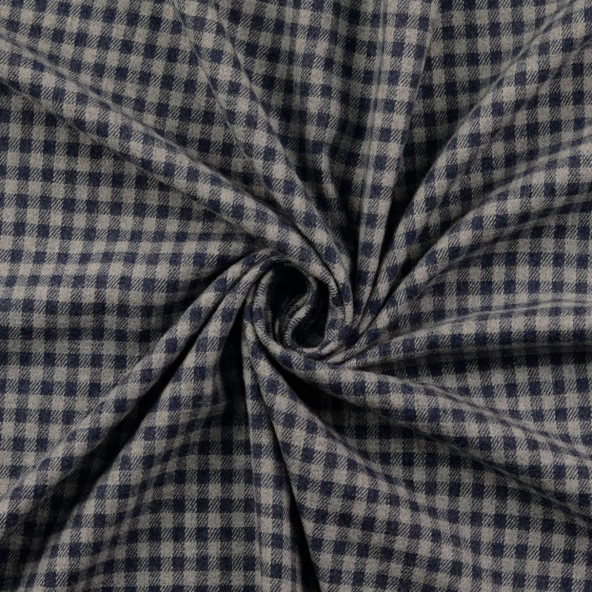 Flanell Stoff aus Baumwolle garngefärbt Mini-Karo blau 1,44m Breite