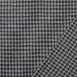 Flanell Stoff aus Baumwolle garngefärbt Mini-Karo blau 1,44m Breite