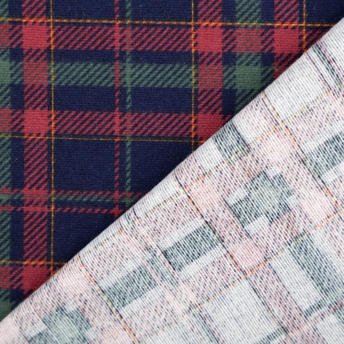 Flanellstoff aus Baumwolle Karos blau rot 1,43m Breite