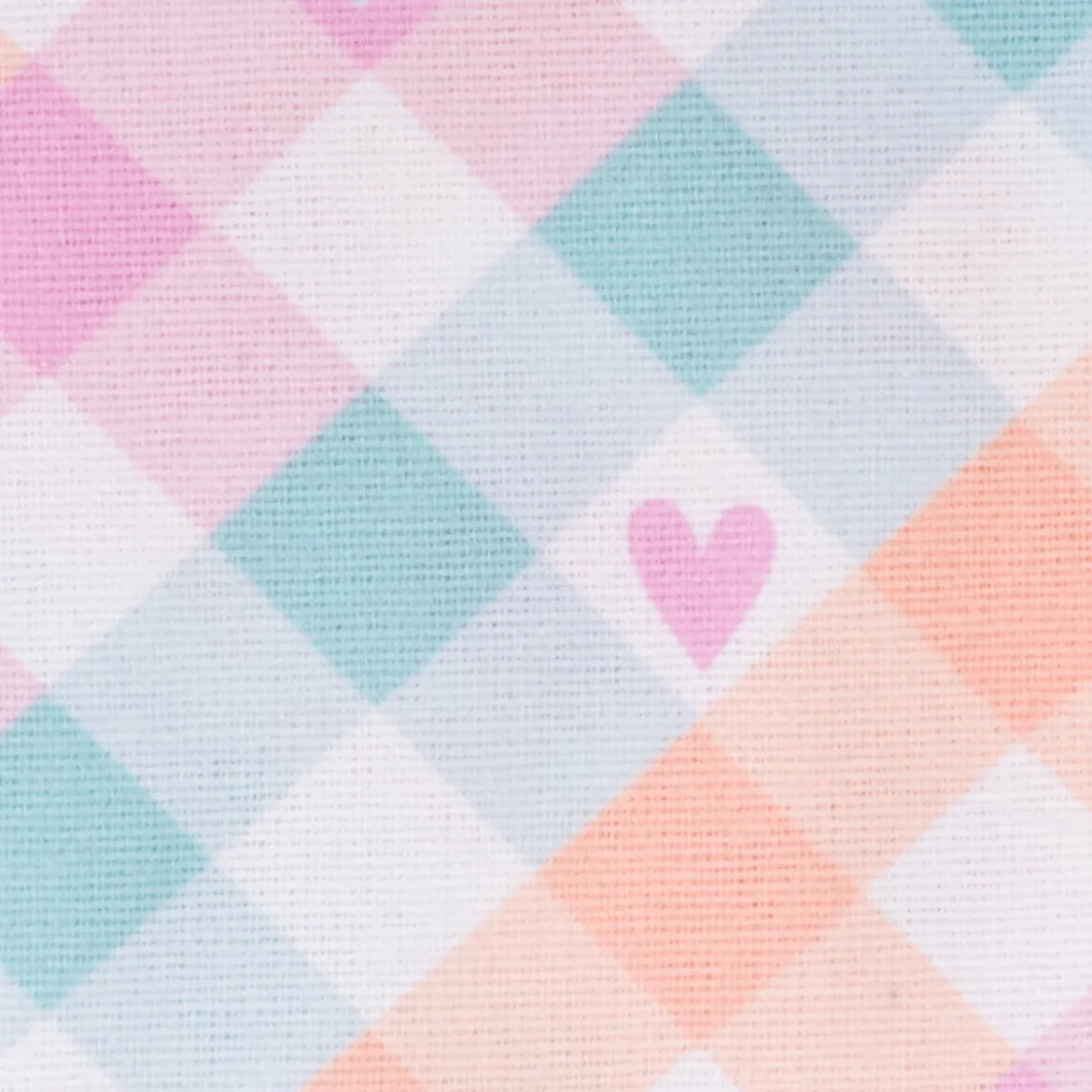 Flanell Stoff aus Baumwolle Karo Herzen pink mint grün 1,45m Breite