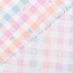 Flanell Stoff aus Baumwolle Karo Herzen pink mint grün 1,45m Breite