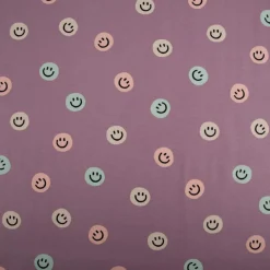 Flanellstoff aus Baumwolle Lachgesichter violett pastell 1,43m Breite