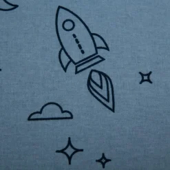 Flanell Stoff Baumwollflanell Raketen hellblau 1,47m Breite