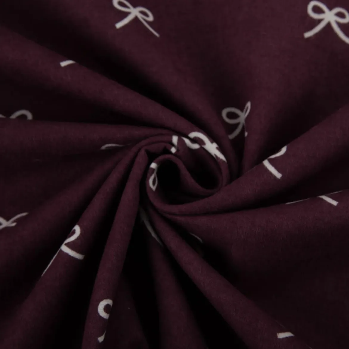 Flanell Stoff Baumwollflanell Schleifen aubergine 1,47m Breite