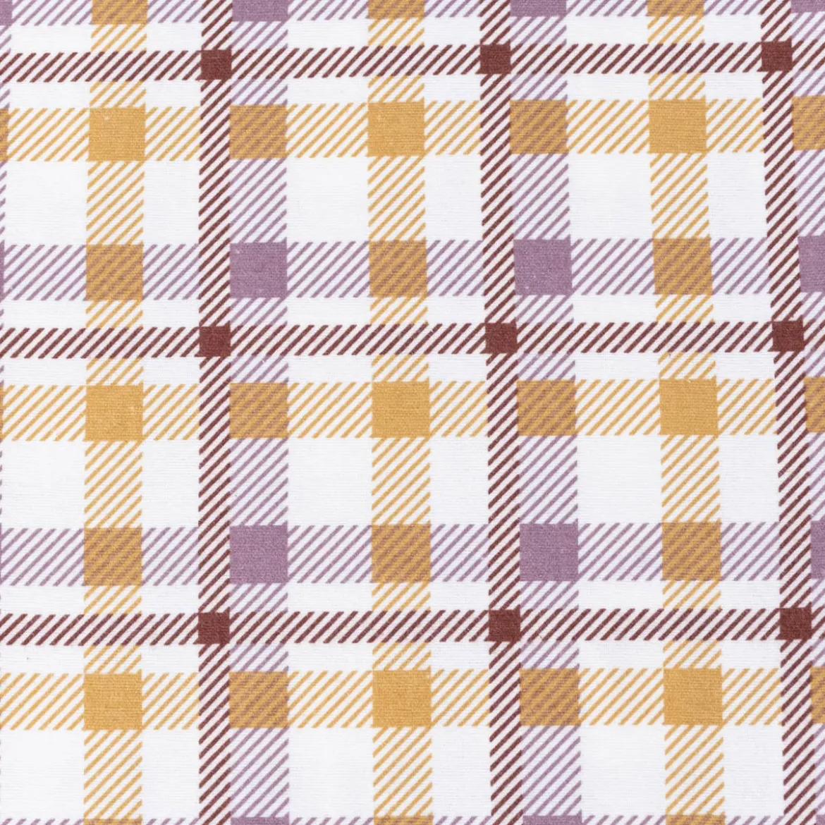 Flanellstoff Baumwollstoff Karos offweiß ocker flieder 1,45m Breite