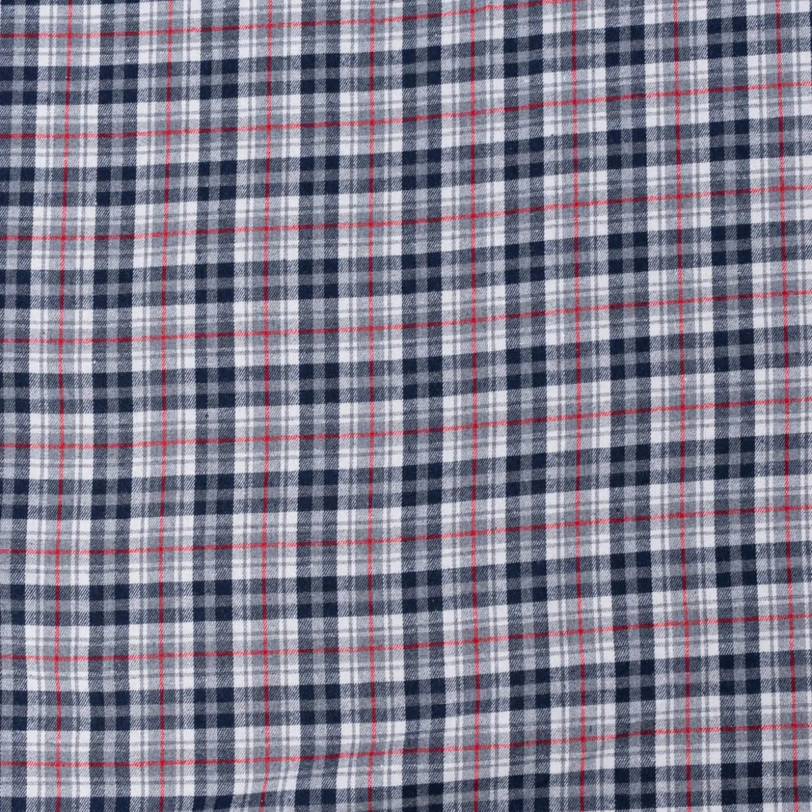 Flanellstoff Bekleidungsstoff YARN DYED Karos grau blau rot 1,45m Breite