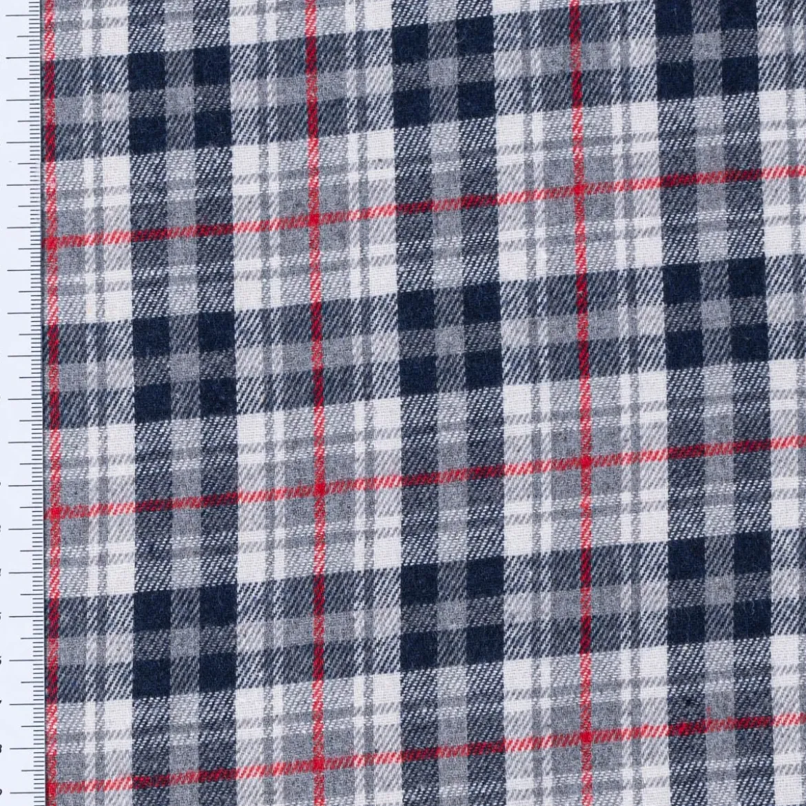 Flanellstoff Bekleidungsstoff YARN DYED Karos grau blau rot 1,45m Breite
