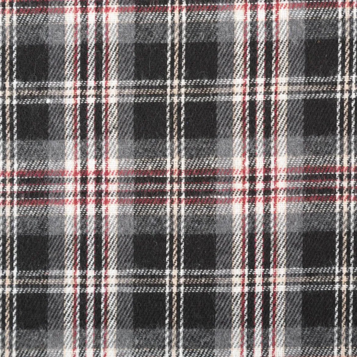 Flanellstoff brushed yarn died checks Karo schwarz rot 1,45m Breite