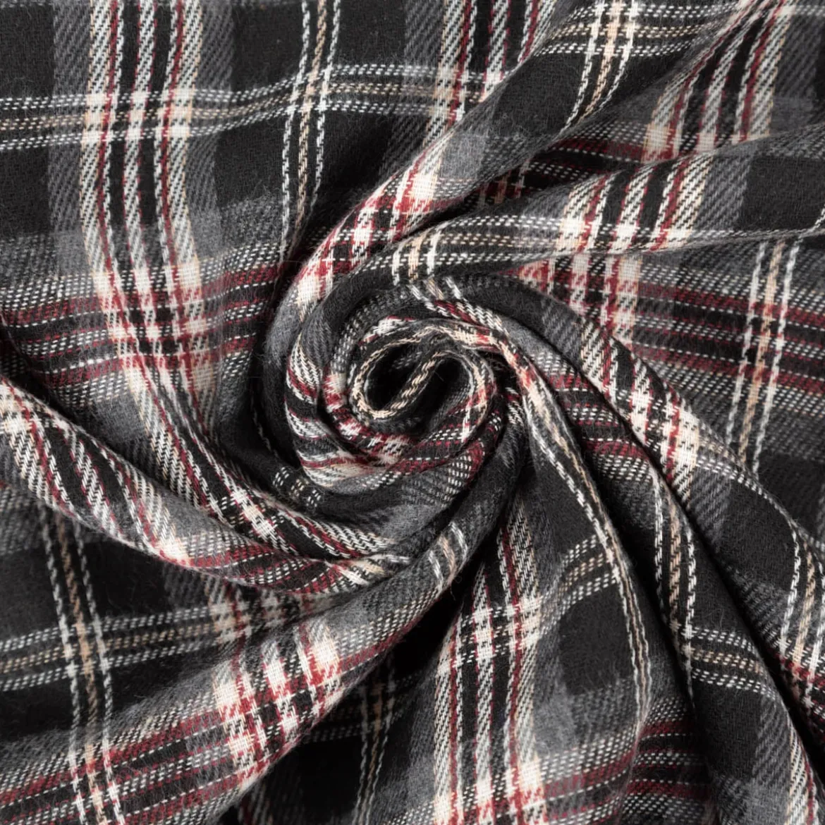 Flanellstoff brushed yarn died checks Karo schwarz rot 1,45m Breite