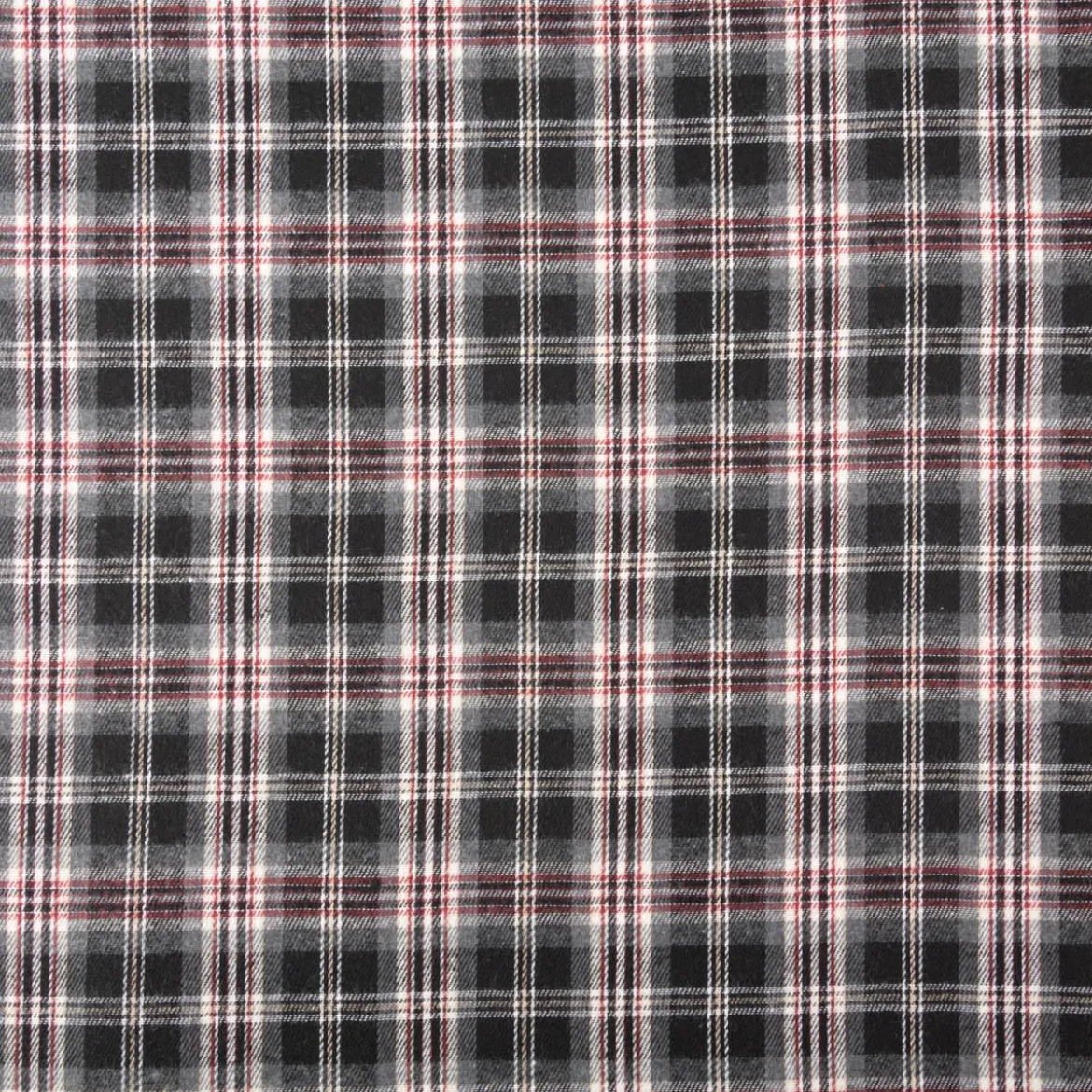 Flanellstoff brushed yarn died checks Karo schwarz rot 1,45m Breite