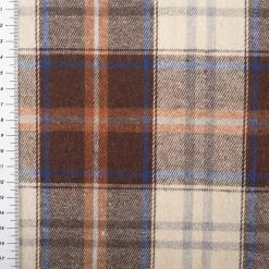 Flanellstoff brushed yarn died checks Karo braun creme blau 1,45m Breite