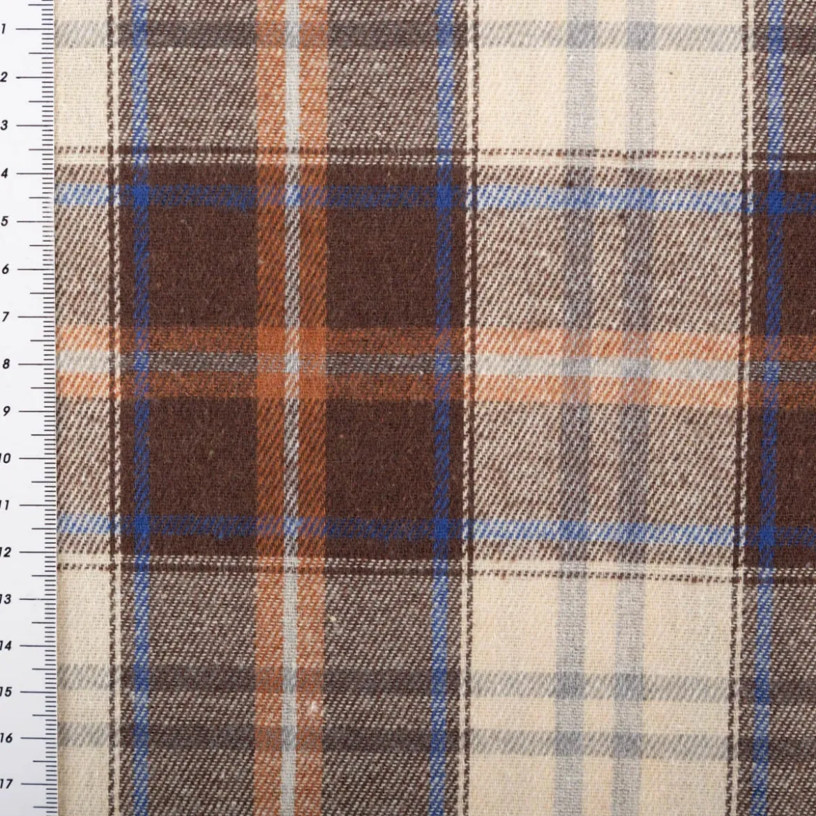 Flanellstoff brushed yarn died checks Karo braun creme blau 1,45m Breite