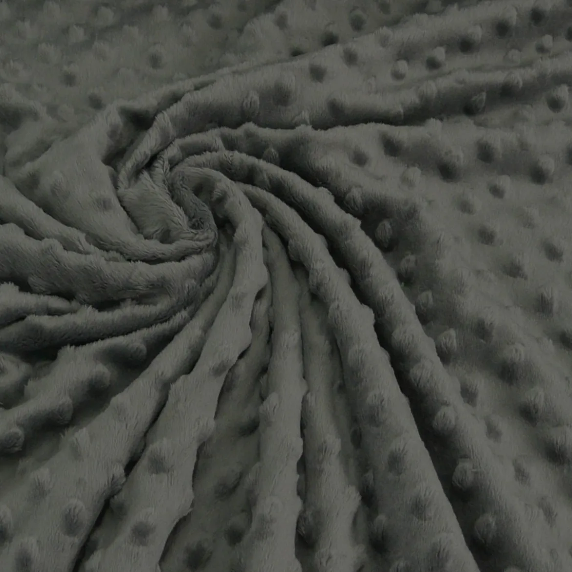 Fleece Minky dots Noppen dunkelgrau Kuschel Stoff Flausch