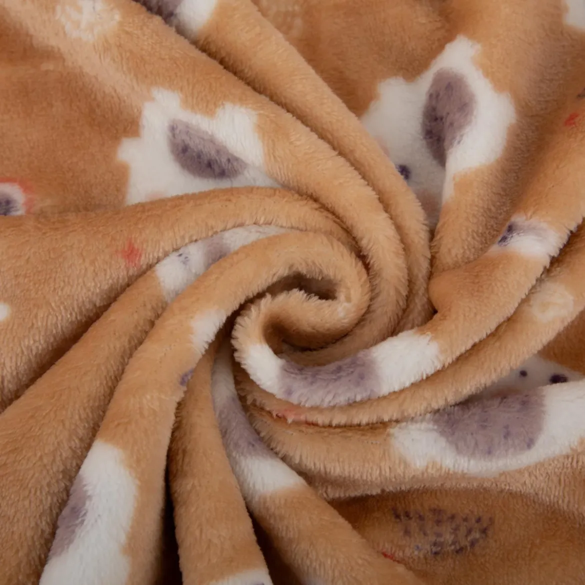 Fleecestoff Bärchen mit Birne & Apfel beige – kuschelweich, 1,45 m Breite