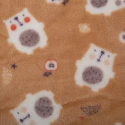 Fleecestoff Bärchen mit Birne & Apfel beige – kuschelweich, 1,45 m Breite