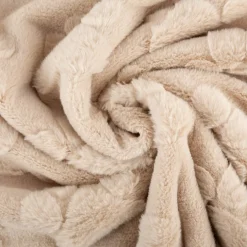 Fleece Stoff 3D Pfoten einfarbig beige 1,6m Breite