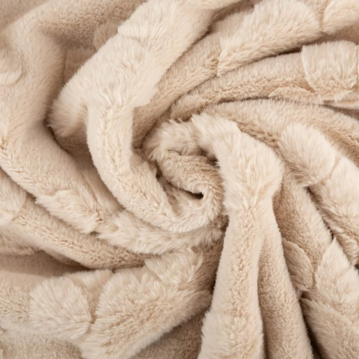 Fleece Stoff 3D Pfoten einfarbig beige 1,6m Breite