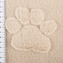 Fleece Stoff 3D Pfoten einfarbig beige 1,6m Breite