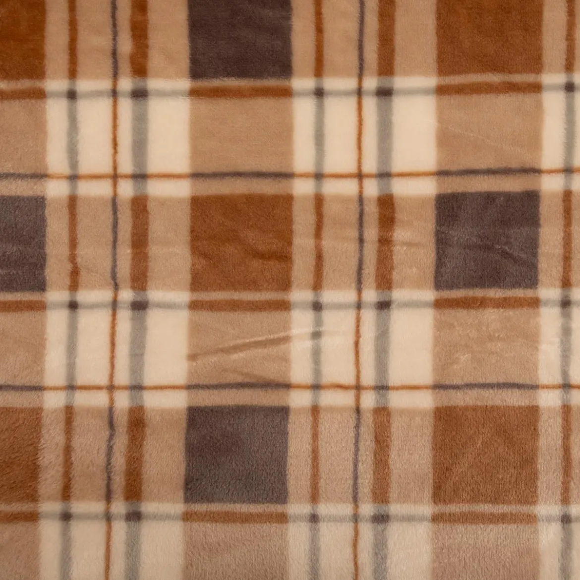 Fleecestoff Karo Tinsley beige grau 1,45 m Breite