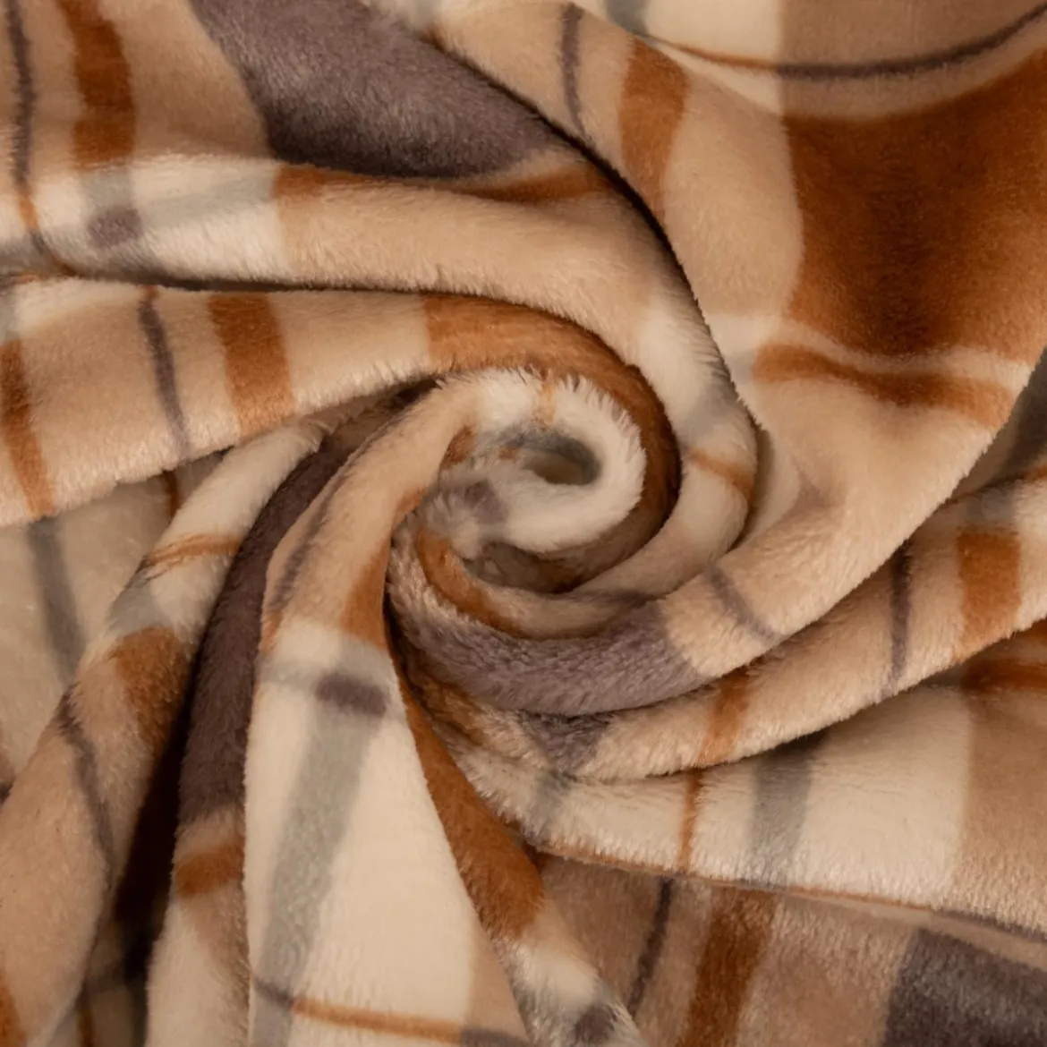 Fleecestoff Karo Tinsley beige grau 1,45 m Breite