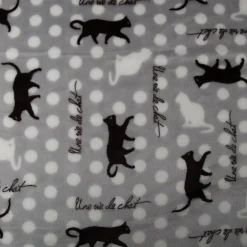 Fleecestoff Katzen grau weiß schwarz – kuschelweich, 1,45 m Breite