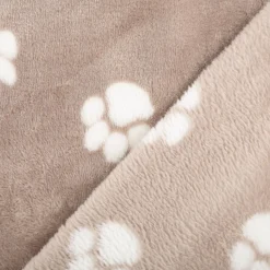 Fleece Stoff Pfoten weich & pflegeleicht Beige 1,45m