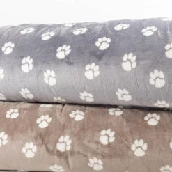 Fleece Stoff Pfoten weich & pflegeleicht Beige 1,45m