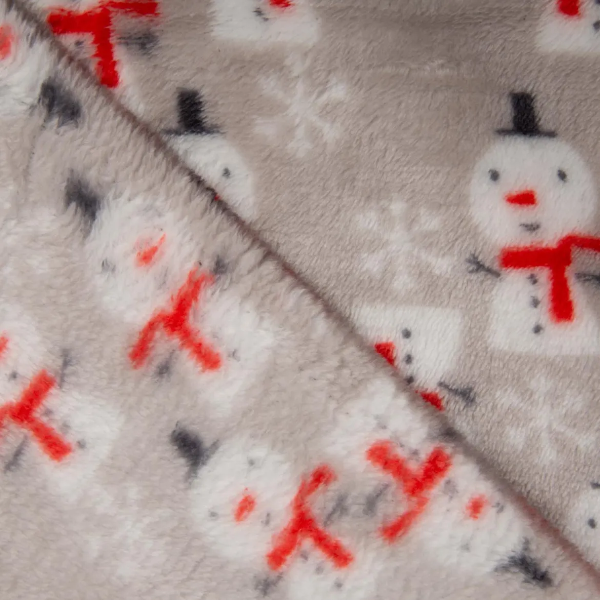 Fleecestoff Schneeman Frosty grau – kuschelweich, 1,45 m Breite