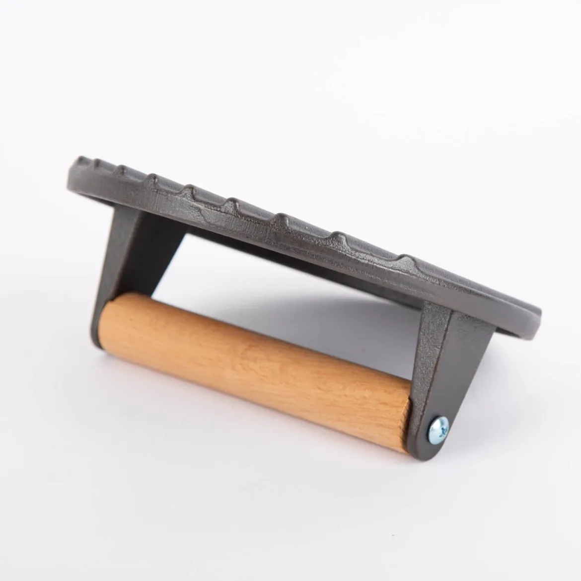 Fleischpresse aus Gusseisen mit Holzgriff schwarz natur 17,8x5cm