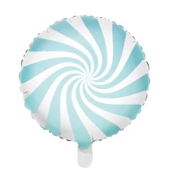 Folienballon Candy hellblau weiß 45cm
