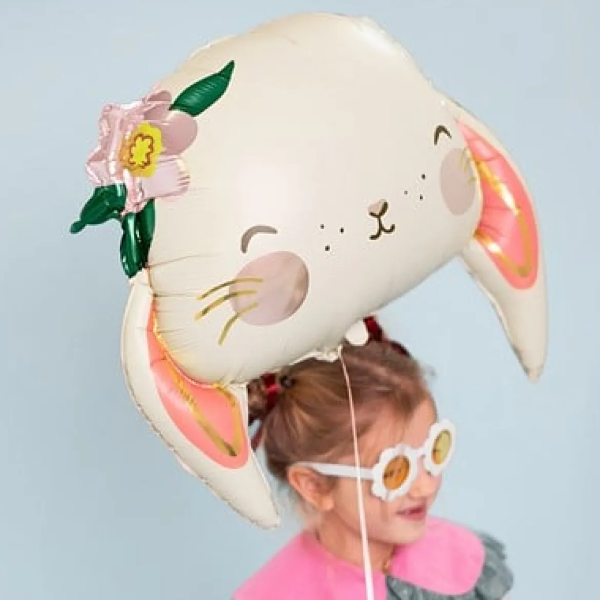 Folienballon Hase creme rosa 50x45cm