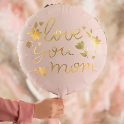 Folienballon Love you mom rosa goldfarbig 35cm