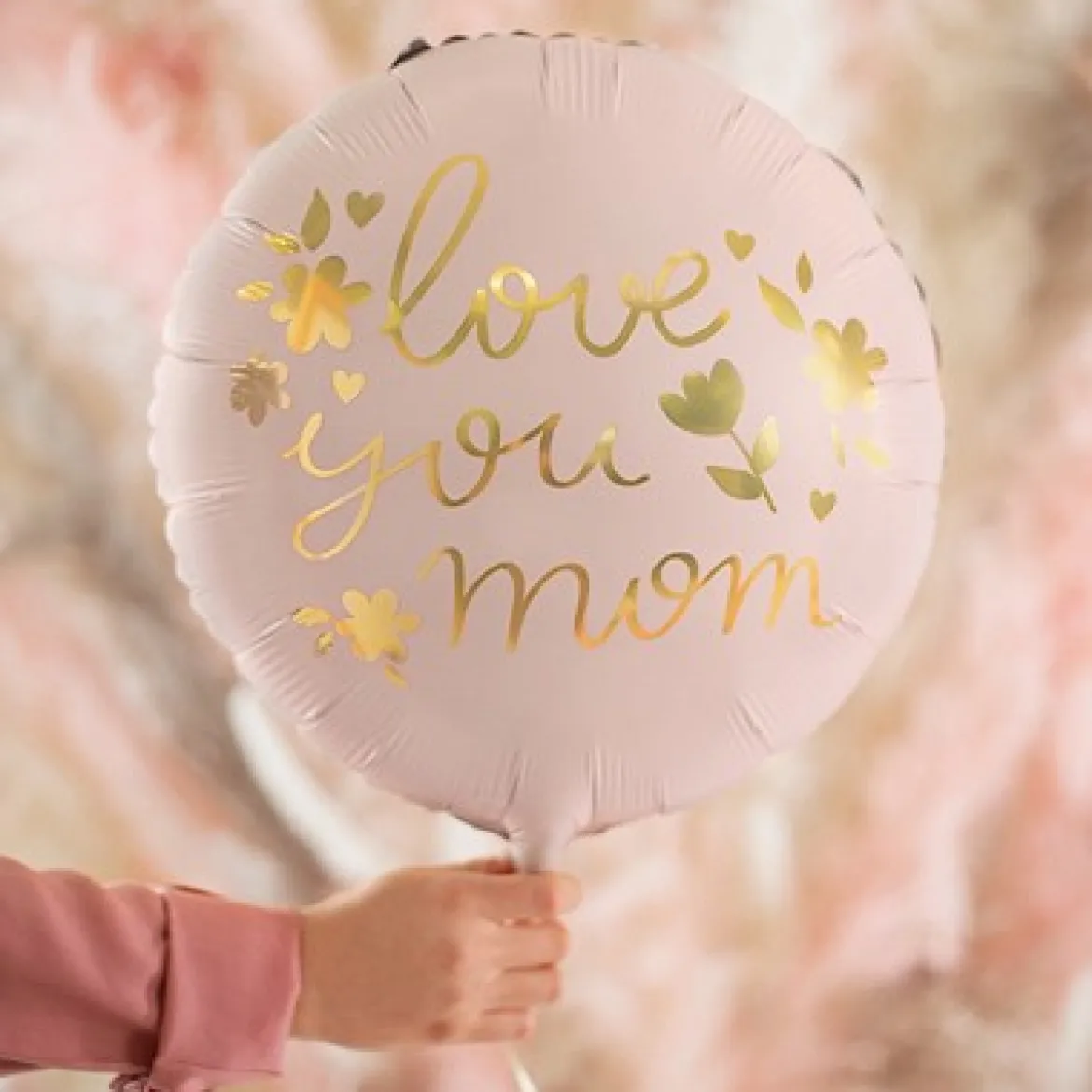 Folienballon Love you mom rosa goldfarbig 35cm