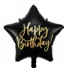 Folienballon Stern Happy Birthday schwarz goldfarbig 40cm