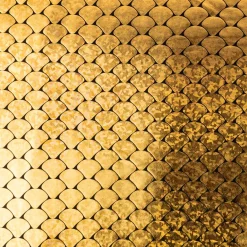 Folienjersey Stretch Glitzer Schuppen holografisch schwarz gold 1,5m Breite