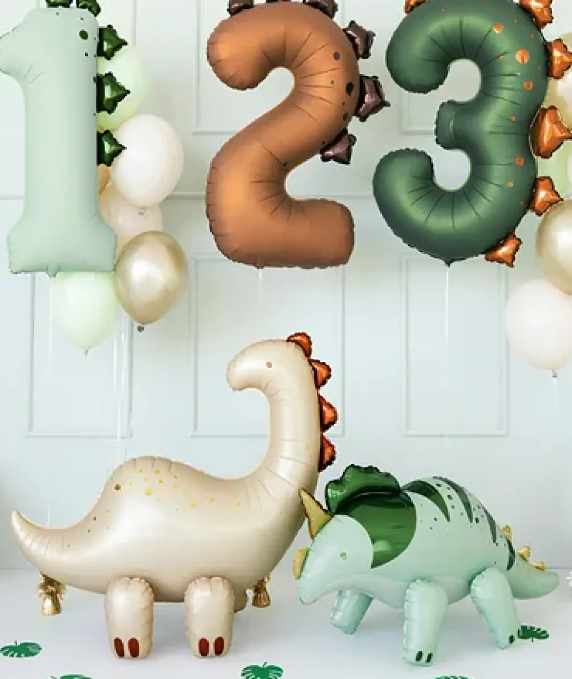 Folienluftballon Dino Brontosaurus stehend beige zum Aufblasen 91x85 cm