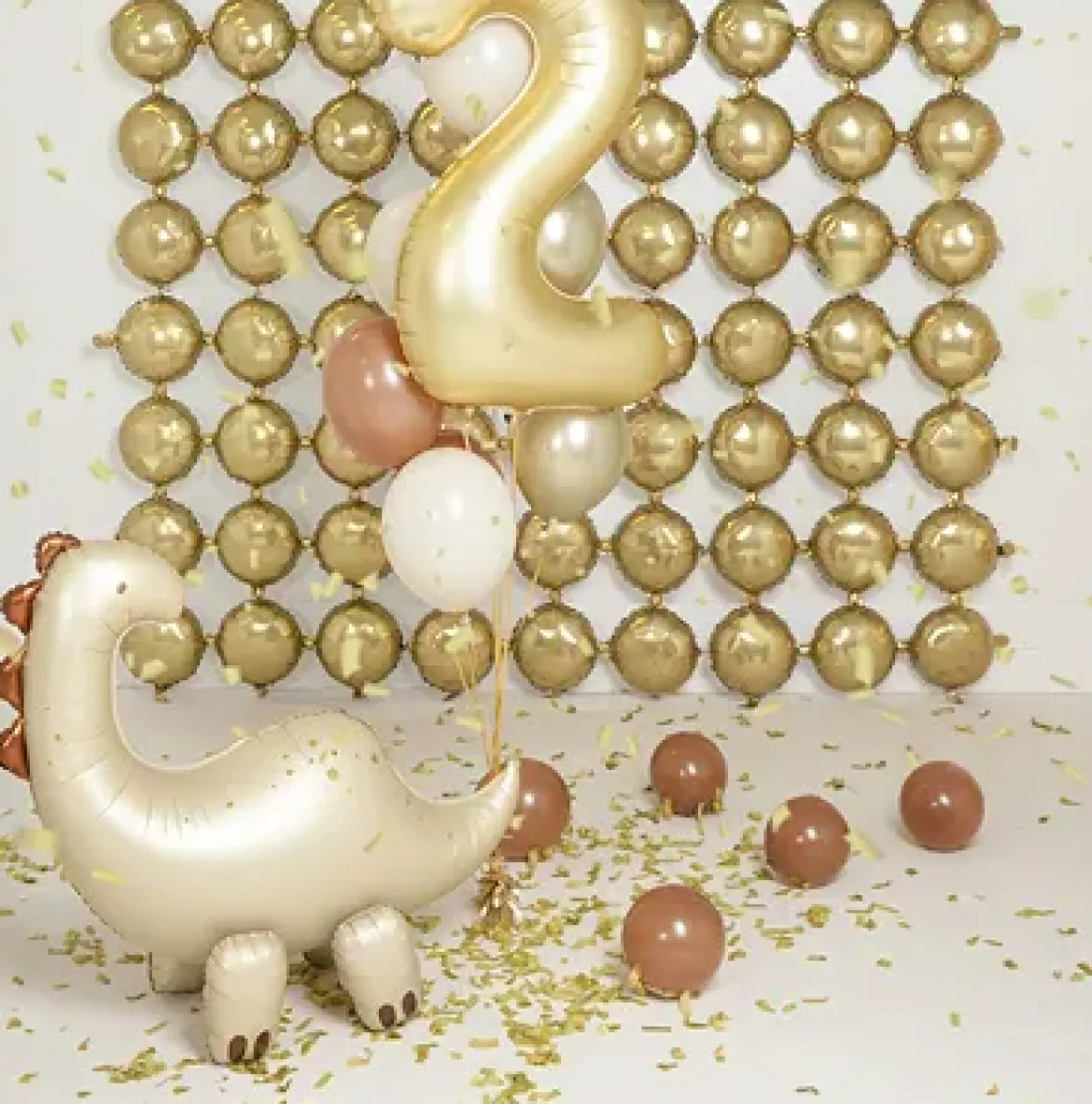 Folienluftballon Dino Brontosaurus stehend beige zum Aufblasen 91x85 cm