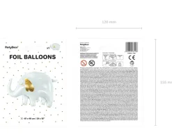 Folienluftballon Elefant weiß gold zum Aufblasen 83x58 cm