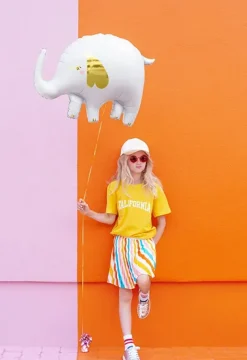 Folienluftballon Elefant weiß gold zum Aufblasen 83x58 cm