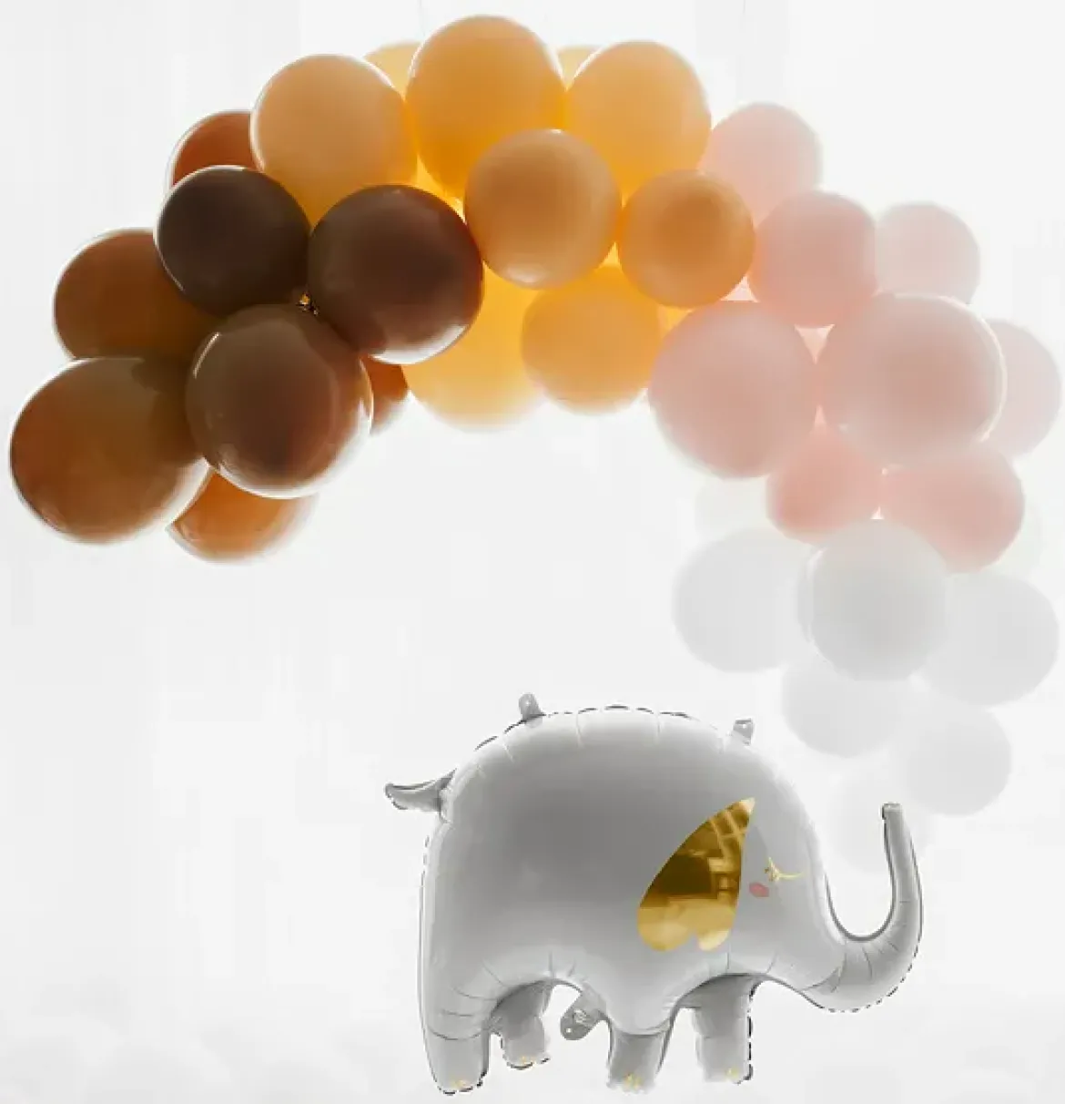 Folienluftballon Elefant weiß gold zum Aufblasen 83x58 cm