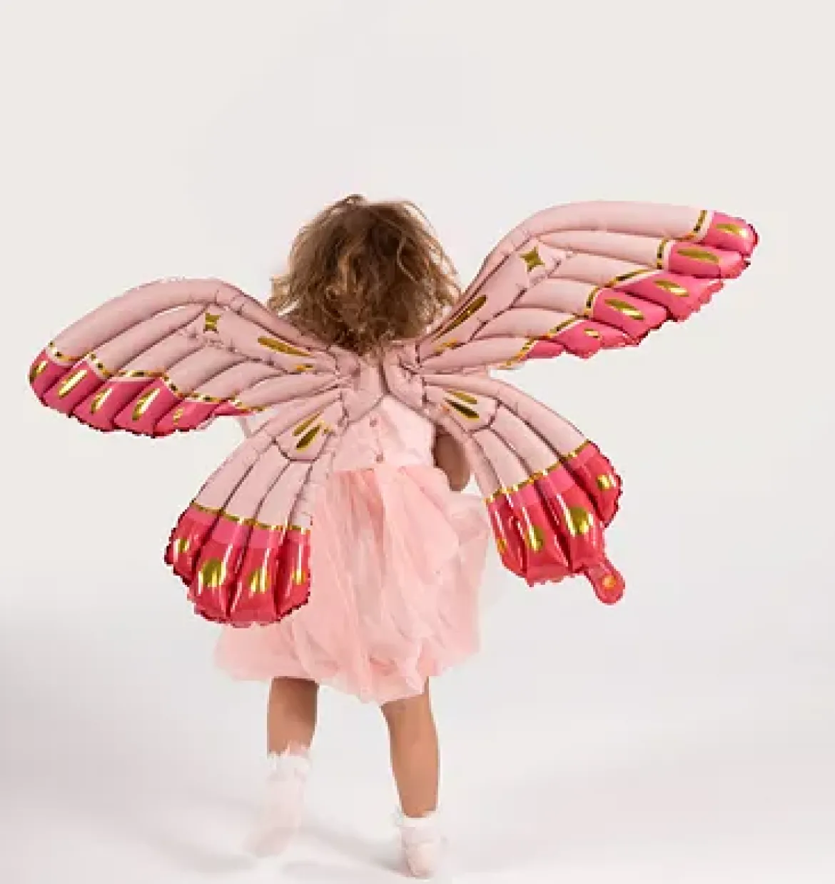 Folienluftballon Schmetterlingsflügel zum Befestigen am Rücken rosa zum Aufblasen 102x50 cm