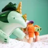 Folienluftballon Triceratops Dinosaurier stehend grün zum Aufblasen 101x60,5cm