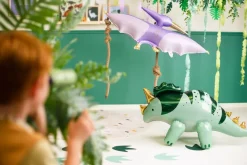 Folienluftballon Triceratops Dinosaurier stehend grün zum Aufblasen 101x60,5cm