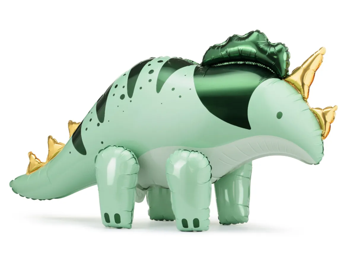 Folienluftballon Triceratops Dinosaurier stehend grün zum Aufblasen 101x60,5cm