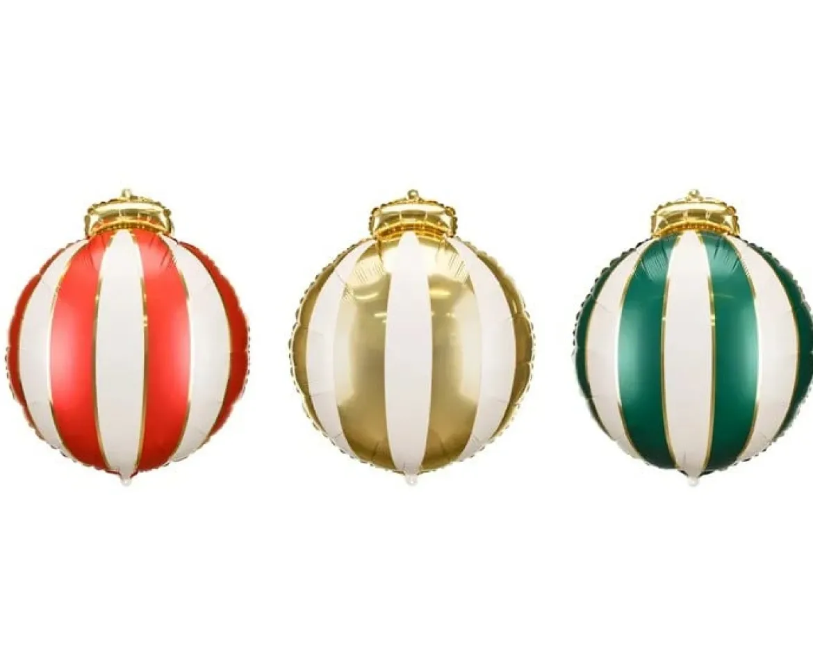 Folienluftballon Weihnachtskugeln 3er Set rot zum Aufblasen 42x46cm