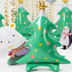 Folienluftballon Weihnachtsbaum stehend grün zum Aufblasen 78x94 cm